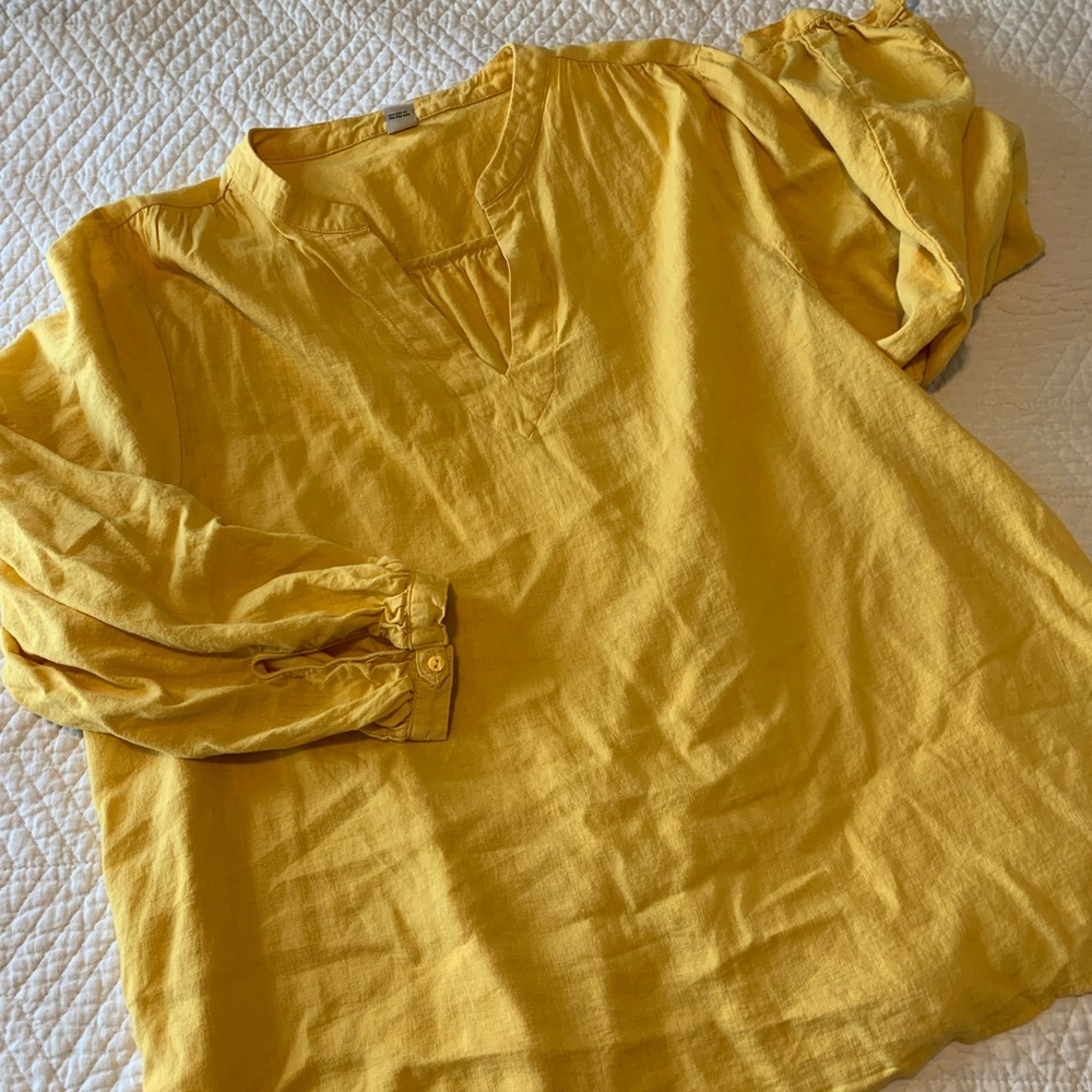 Sunshine yellow linen blend shirt